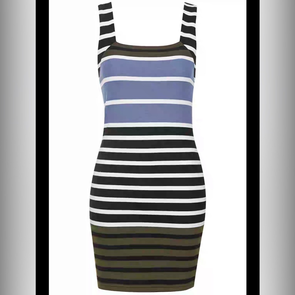 Topshop Striped Body Con Dress Sz 4